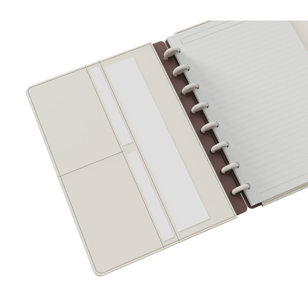 slide 4 of 5, TUL® Discbound Notebook With Leather Cover, Junior Size, Narrow Ruled, 60 Sheets, Cannoli Cream, 1 ct