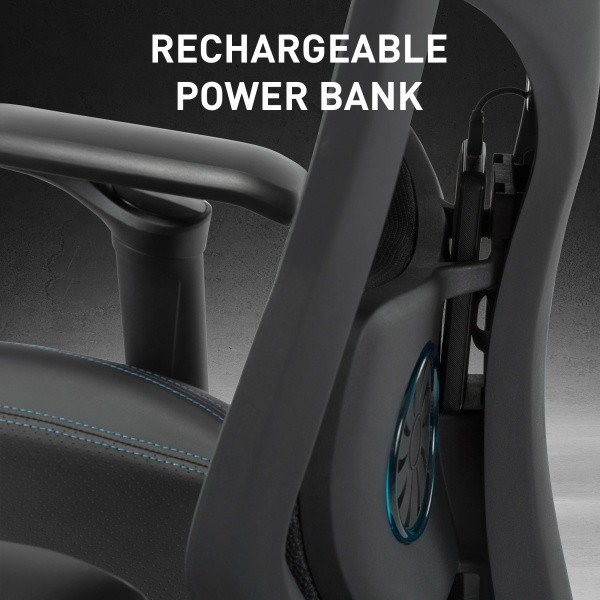 slide 9 of 10, Rs Gaming Eonix Ergonomic Mesh/Vegan Leather High-Back Active Chair & Footstool, Black/Blue, 1 ct