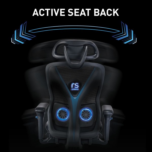 slide 3 of 10, Rs Gaming Eonix Ergonomic Mesh/Vegan Leather High-Back Active Chair & Footstool, Black/Blue, 1 ct
