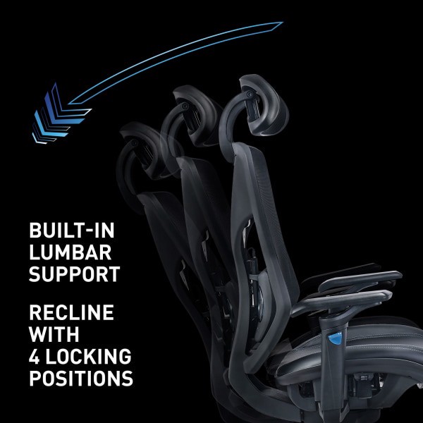 slide 6 of 10, Rs Gaming Eonix Ergonomic Mesh/Vegan Leather High-Back Active Chair & Footstool, Black/Blue, 1 ct