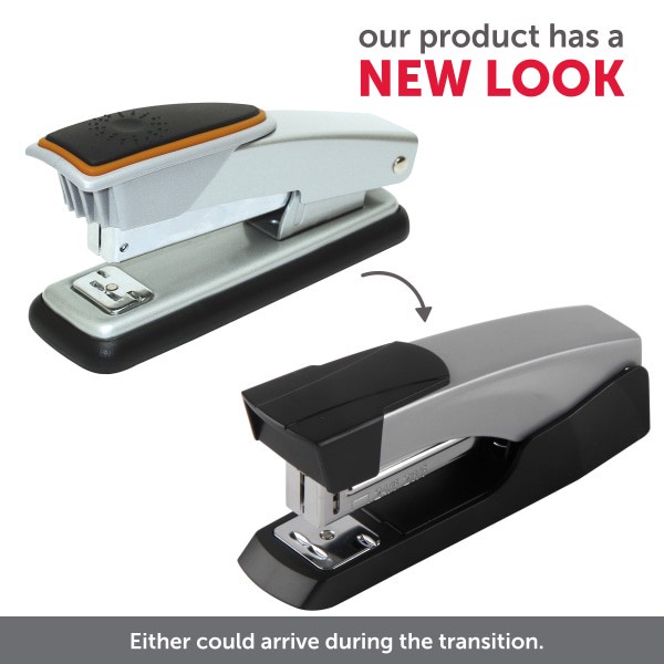 slide 2 of 2, Office Depot Brand Compact Half-Strip Metal Desktop Stapler, 20 Sheets Capacity, Silver/Orange, 20 ct