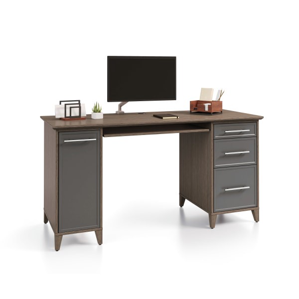 slide 2 of 2, Realspace Koru 60""W Straight Computer Desk With Integrated Power & Charging, 2-Tone Gray/Slate, 1 ct