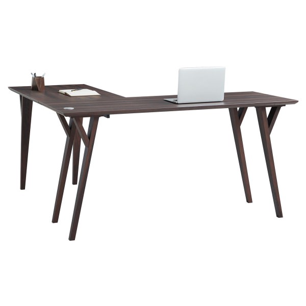 slide 8 of 10, Realspace Trezza 62"W L-Shaped Desk, Warm Walnut, 1 ct