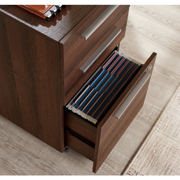 slide 5 of 10, Realspace Trezza 19"D Vertical 3-Drawer Mobile File Cabinet, Warm Walnut, 1 ct