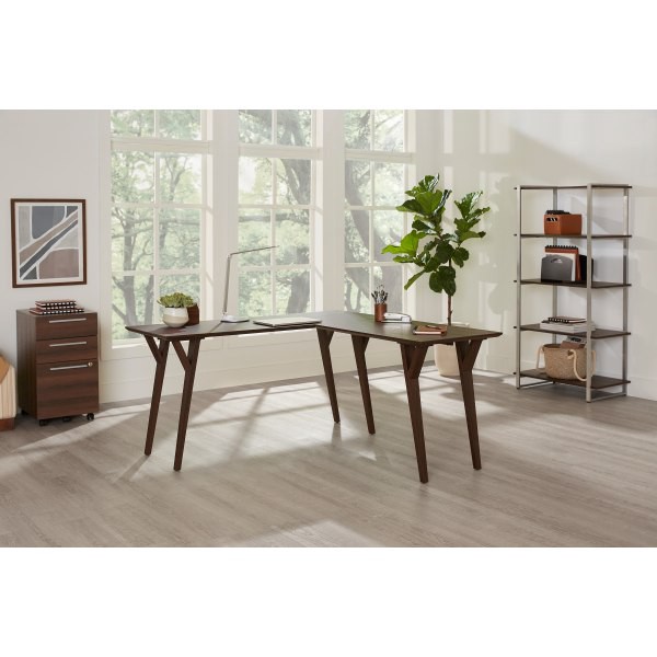 slide 9 of 9, Realspace Trezza 60"H 4-Shelf Bookcase, Warm Walnut, 1 ct