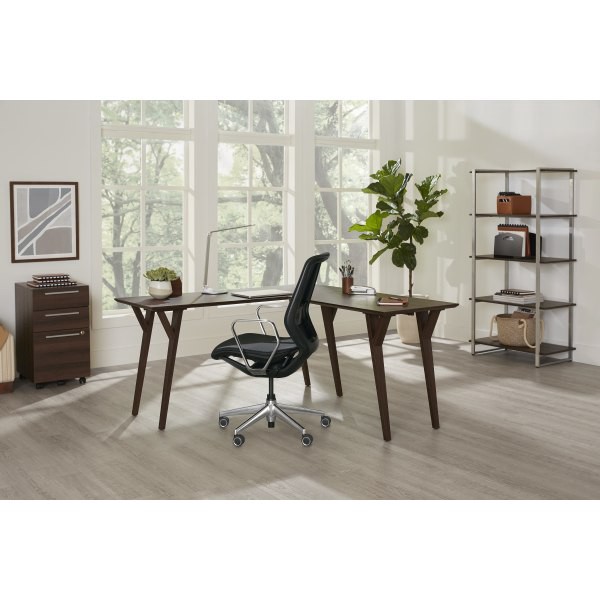 slide 2 of 9, Realspace Trezza 60"H 4-Shelf Bookcase, Warm Walnut, 1 ct