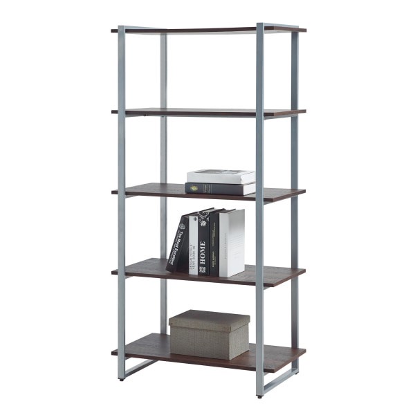 slide 4 of 9, Realspace Trezza 60"H 4-Shelf Bookcase, Warm Walnut, 1 ct