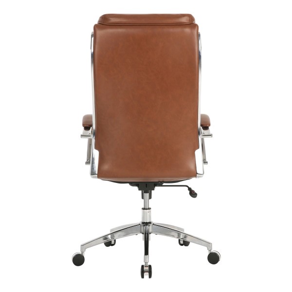 slide 10 of 10, Realspace Modern Comfort Verismo Bonded Leather High-Back Executive Chair, Brown/Chrome, 1 ct