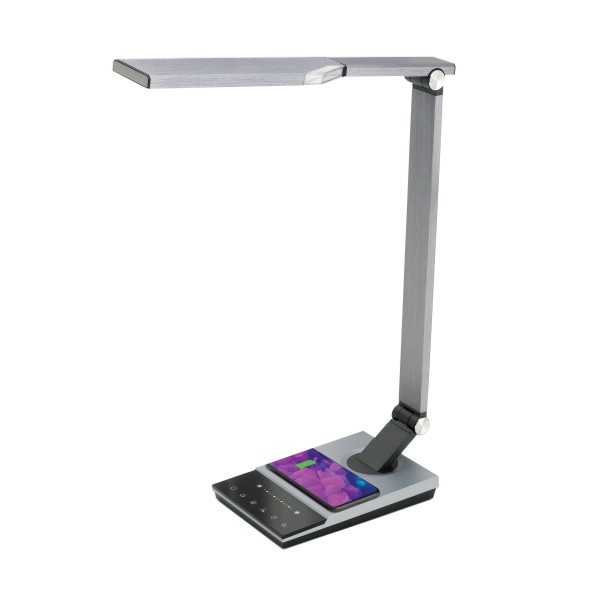 slide 6 of 10, WORKPRO Led Usb Desk Lamp With Qi Certified Wireless Charger And Timer, 17-1/2"H, Brushed Metal/Gray, 1 ct