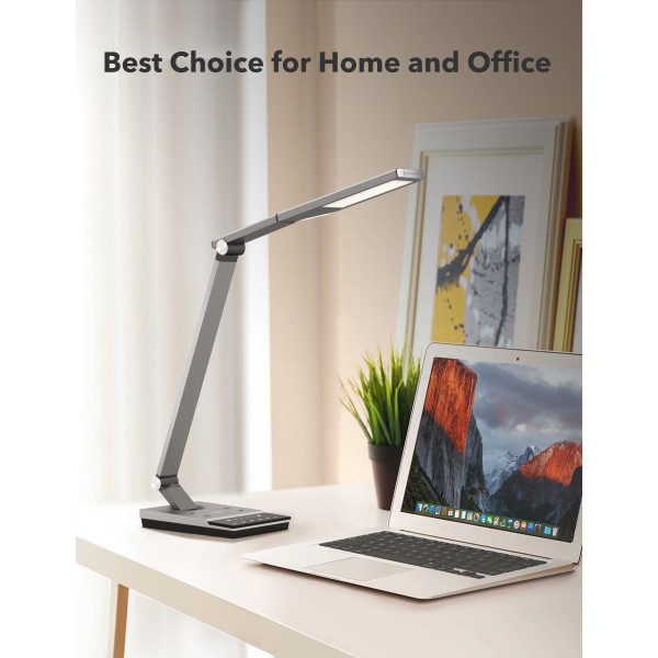 slide 9 of 10, WORKPRO Led Usb Desk Lamp With Qi Certified Wireless Charger And Timer, 17-1/2"H, Brushed Metal/Gray, 1 ct