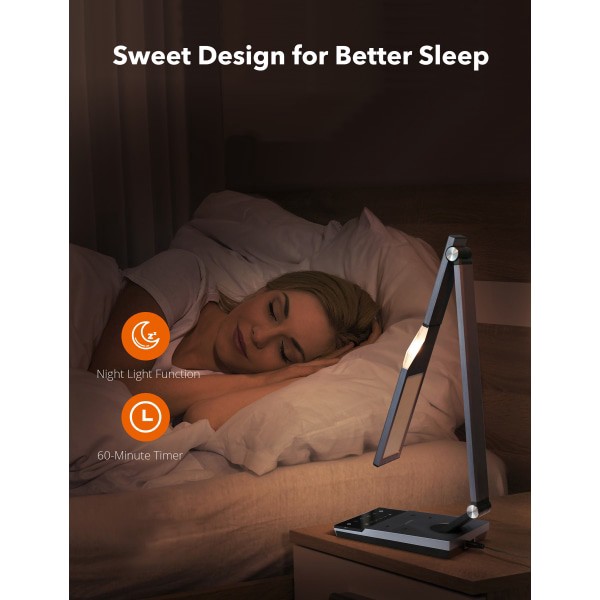 slide 10 of 10, WORKPRO Led Usb Desk Lamp With Qi Certified Wireless Charger And Timer, 17-1/2"H, Brushed Metal/Gray, 1 ct