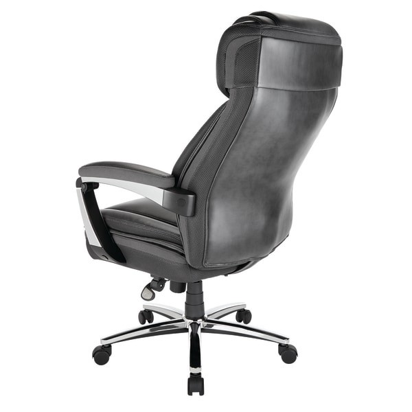 slide 6 of 8, Realspace Axton Big & Tall Bonded Leather High-Back Chair, Dark Gray/Chrome, 1 ct