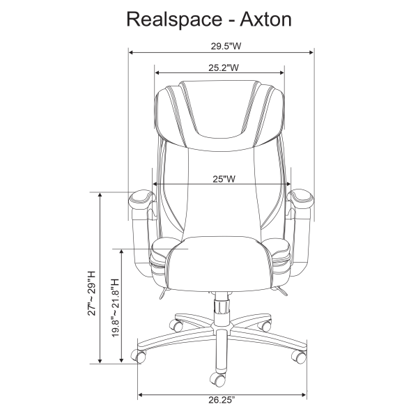 Realspace Axton Big & Tall Bonded Leather High-Back Chair, Dark Gray ...