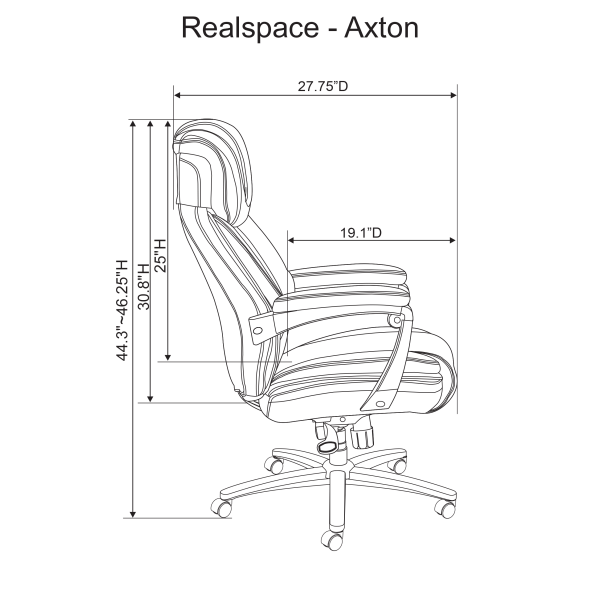 slide 5 of 8, Realspace Axton Big & Tall Bonded Leather High-Back Chair, Dark Gray/Chrome, 1 ct