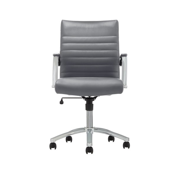 slide 4 of 10, Realspace Modern Comfort Winsley Bonded Leather Mid-Back Manager's Chair, Gray/Chrome, 1 ct