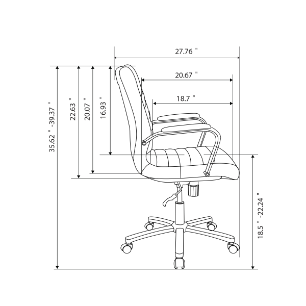 slide 8 of 10, Realspace Modern Comfort Winsley Bonded Leather Mid-Back Manager's Chair, Gray/Chrome, 1 ct