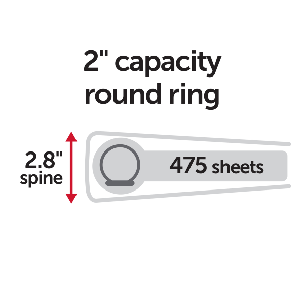 slide 5 of 5, Office Depot Brand 3-Ring Durable View Binder, 2" Round Rings, 49% Recycled, Blush, 2 in