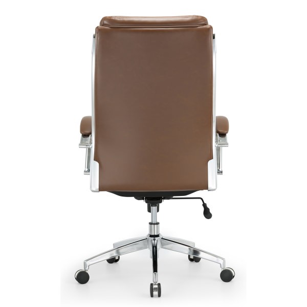 slide 10 of 10, Realspace Modern Comfort Verismo Bonded Leather High-Back Executive Chair, Brown/Chrome, 1 ct