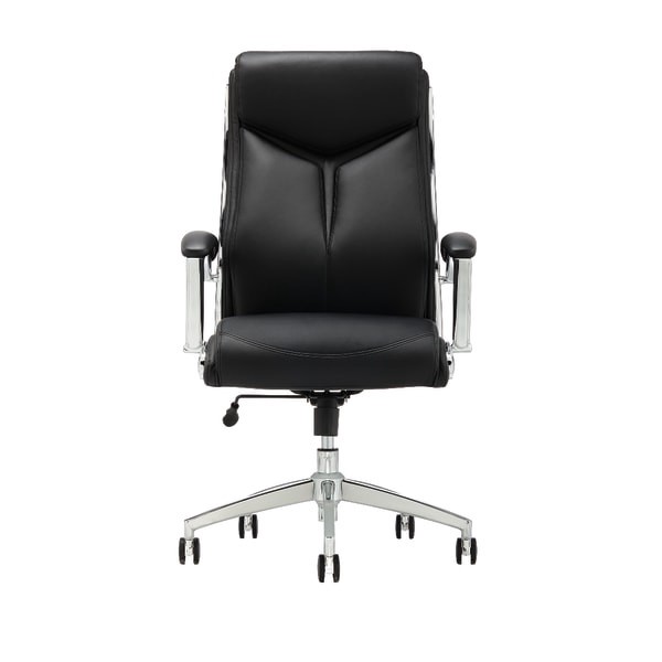 slide 7 of 9, Realspace Modern Comfort Verismo Bonded Leather High-Back Executive Chair, Black/Chrome, 1 ct