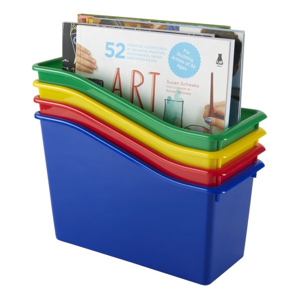 slide 4 of 6, Office Depot Brand Plastic Book Bin, 7-1/2"H X 11-1/2"W X 5-1/2"D, Assorted Colors, 1 ct
