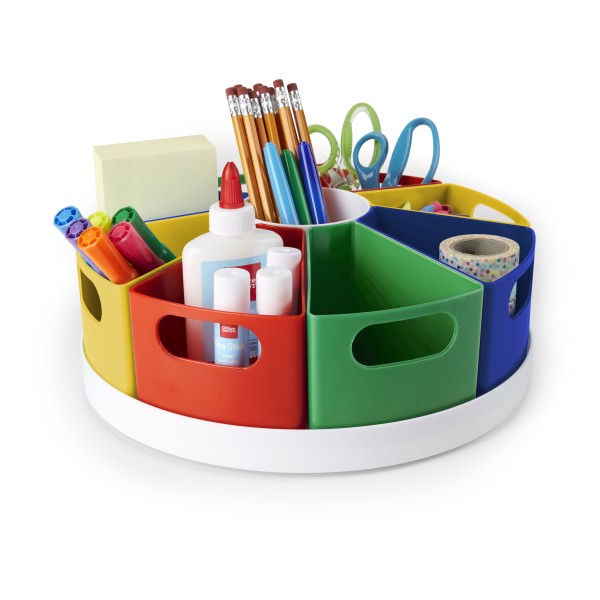 slide 2 of 3, Office Depot Brand 360° Rotating Desk Organizer, 4-3/8"H X 11-3/4"W X 11-3/4"D, Multicolor, 1 ct