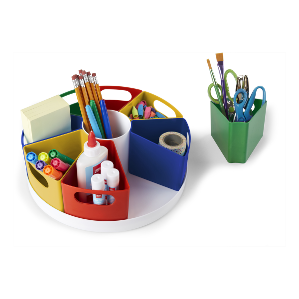 slide 3 of 3, Office Depot Brand 360° Rotating Desk Organizer, 4-3/8"H X 11-3/4"W X 11-3/4"D, Multicolor, 1 ct