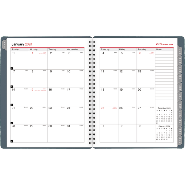 slide 4 of 4, Office Depot Brand Weekly/Monthly Planner, 7" X 9", Silver, January To December 2024, Od712100, 7 in