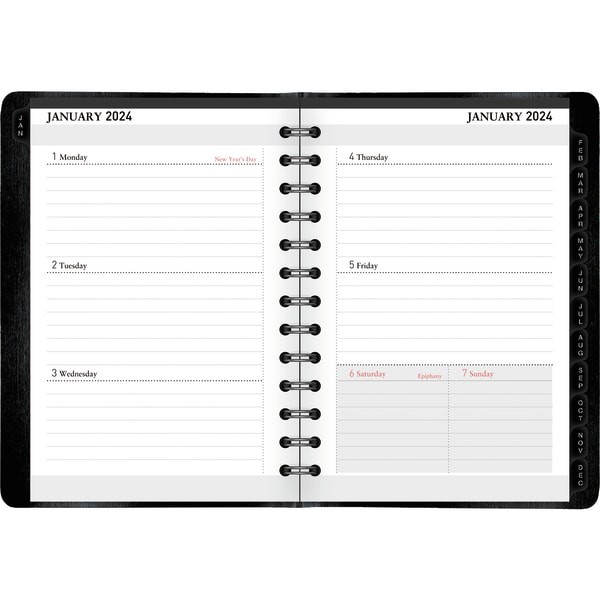 Office Depot Brand Weekly/Monthly Planner, 4" X 6", Black, January To