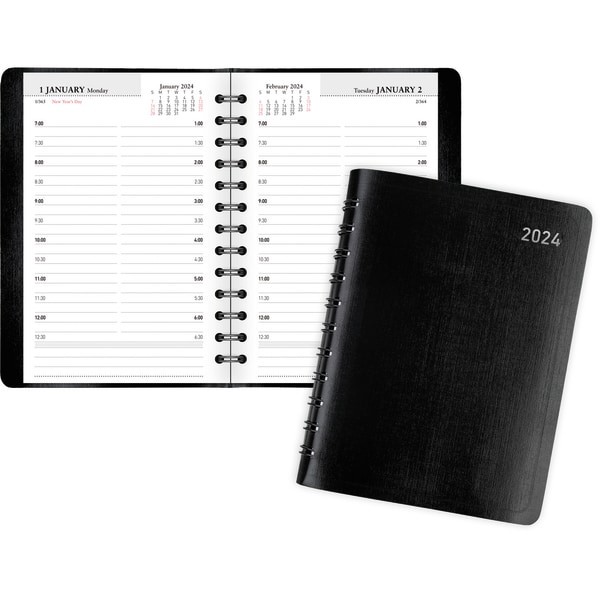 Office Depot Brand Daily Planner, 4" X 6", Black, January To December