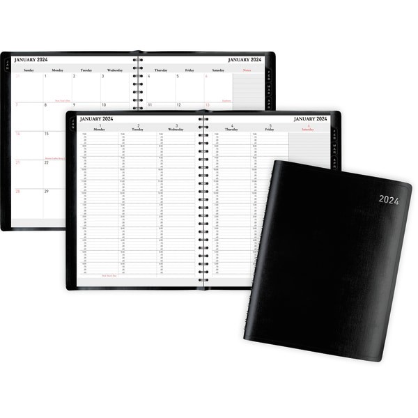 Office Depot Brand Weekly/Monthly Planner, 8" X 11", Black, January To