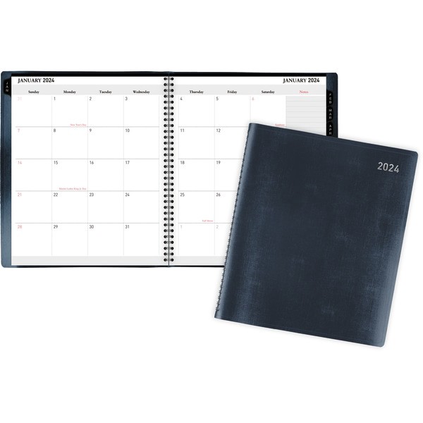 Office Depot Brand Monthly Planner, 9'' X 11'', Navy, January To