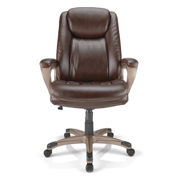 slide 3 of 6, Realspace Treswell Bonded Leather High-Back Executive Chair, Brown/Champagne, 1 ct