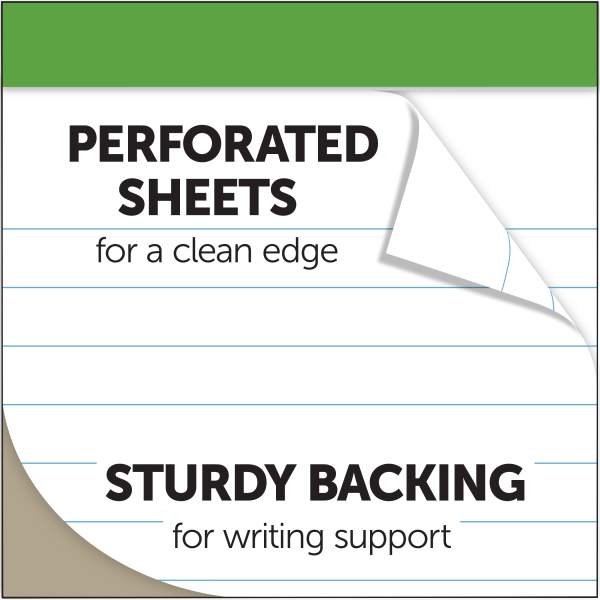 slide 3 of 6, Office Depot Brand Professional Writing Pads, 8-1/2" X 11-3/4", Legal/Wide Ruled, 50 Sheets, 100% Recycled, White, Pack Of 6 Pads, 6 ct