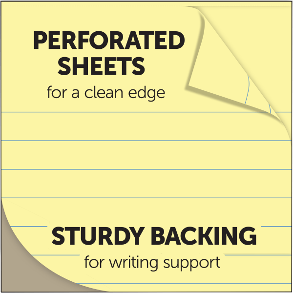 slide 5 of 5, Office Depot Brand Professional Writing Pad, 8-1/2" X 11-3/4", Legal/Wide Ruled, 70 Sheets, Canary, 70 ct
