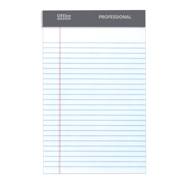 slide 2 of 6, Office Depot Brand Professional Perforated Pads, 5" X 8", Narrow Ruled, 50 Sheets Per Pad, White, Pack Of 8 Pads, 8 ct