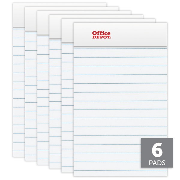 slide 3 of 6, Office Depot Brand Mini Perforated Legal Pad, 3" X 5", White, Pack Of 6 Pads, 6 ct