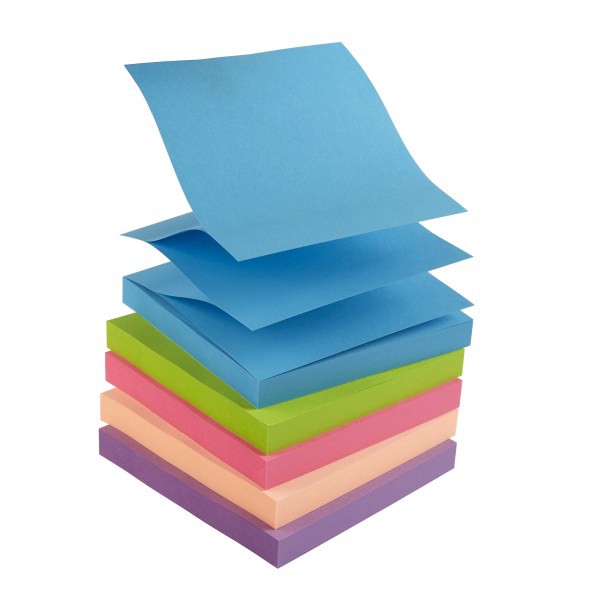slide 3 of 4, Office Depot Brand Pop-Up Sticky Notes, 3" X 3", Assorted Neon Colors, 100 Sheets Per Pad, Pack Of 12 Pads, 12 ct