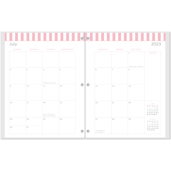 slide 3 of 6, Office Depot Brand Fashion Monthly Academic Planner, 8-1/4" X 10-3/4", Stripes, July 2023 To June 2024, Ns81022S, 1 ct