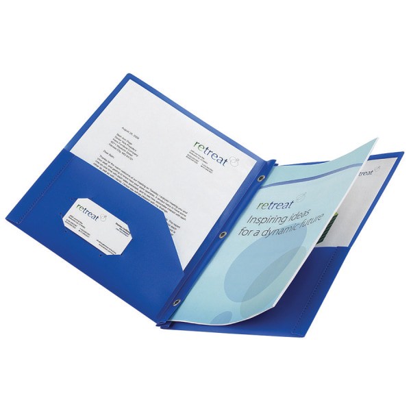 slide 2 of 3, Office Depot Brand 2-Pocket School-Grade Poly Folder With Prongs, Letter Size, Blue, 1 ct