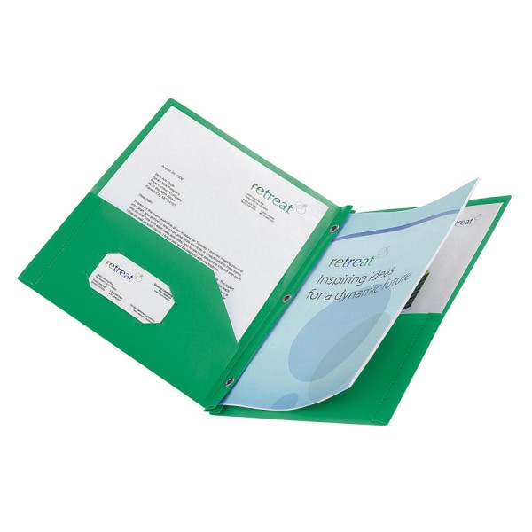 slide 2 of 2, Office Depot Brand 2-Pocket School-Grade Poly Folder With Prongs, Letter Size, Green, 1 ct