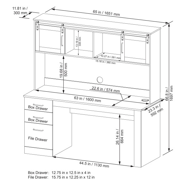 slide 3 of 10, Realspace Peakwood 63"W Desk With Hutch And Wireless Charging, Smoky Brown, 1 ct