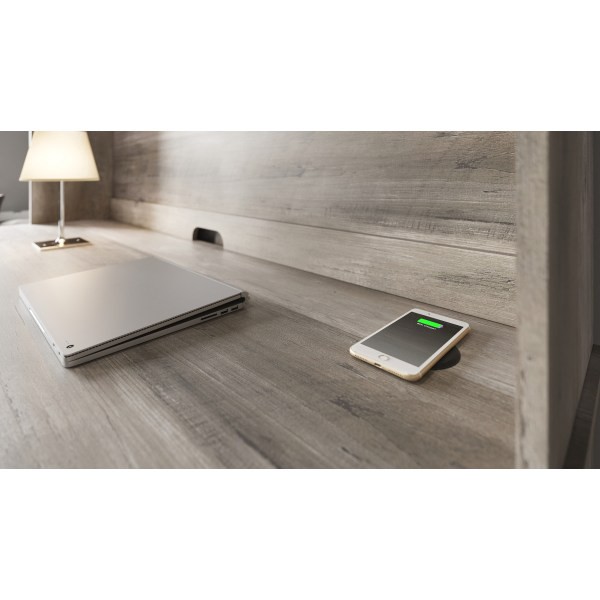 slide 4 of 10, Realspace Peakwood 63"W Desk With Hutch And Wireless Charging, Smoky Brown, 1 ct