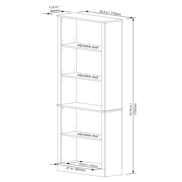 slide 7 of 10, Realspace Peakwood 71"H 5-Shelf Bookcase, Smoky Brown, 1 ct