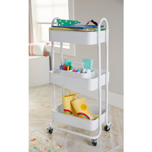 slide 3 of 4, Realspace Mobile 3-Tier Storage Cart, 35-5/8"H X 17-15/16"W X 14-5/16"D, Light Blue, 1 ct