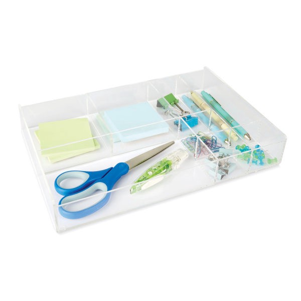 slide 3 of 3, Realspace 8-Compartment Desk Organizer, 2"H X 12-7/8"W X 8-3/4"D, Clear, 1 ct