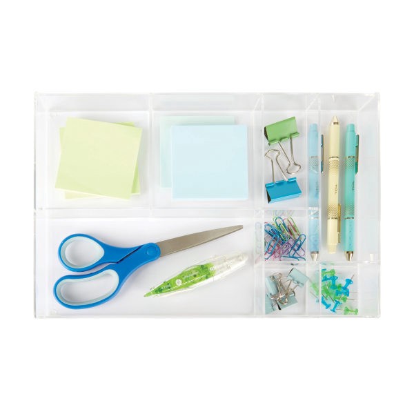 slide 2 of 3, Realspace 8-Compartment Desk Organizer, 2"H X 12-7/8"W X 8-3/4"D, Clear, 1 ct