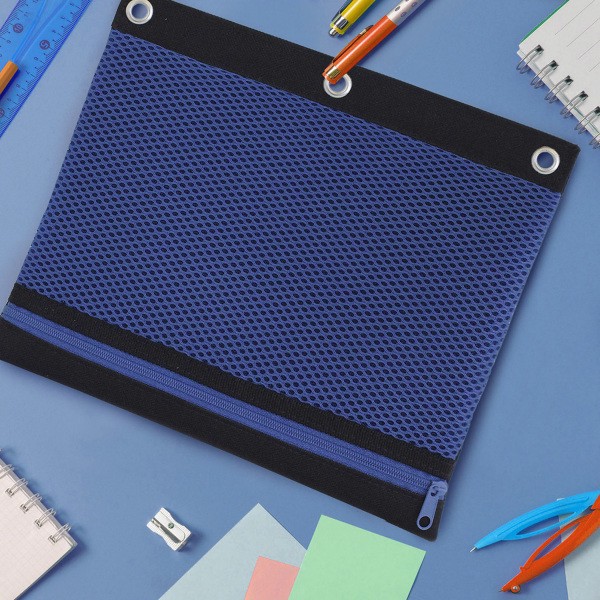 slide 2 of 2, Office Depot Brand 3-Ring Mesh Pencil Pouch, 8'' X 10-1/4'', Blue, 8 in