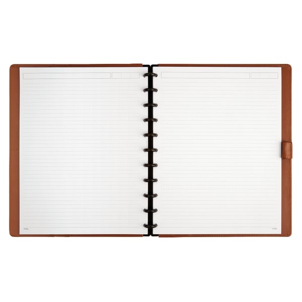 slide 3 of 6, TUL Discbound Notebook, Letter Size, Leather Cover, Narrow Ruled, 120 Pages (60 Sheets), Brown, 60 ct