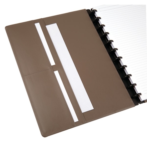 slide 4 of 6, TUL Discbound Notebook, Letter Size, Leather Cover, Narrow Ruled, 120 Pages (60 Sheets), Brown, 60 ct