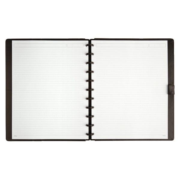 slide 2 of 6, TUL Discbound Notebook, Letter Size, Leather Cover, Narrow Ruled, 120 Pages (60 Sheets), Black, 60 ct